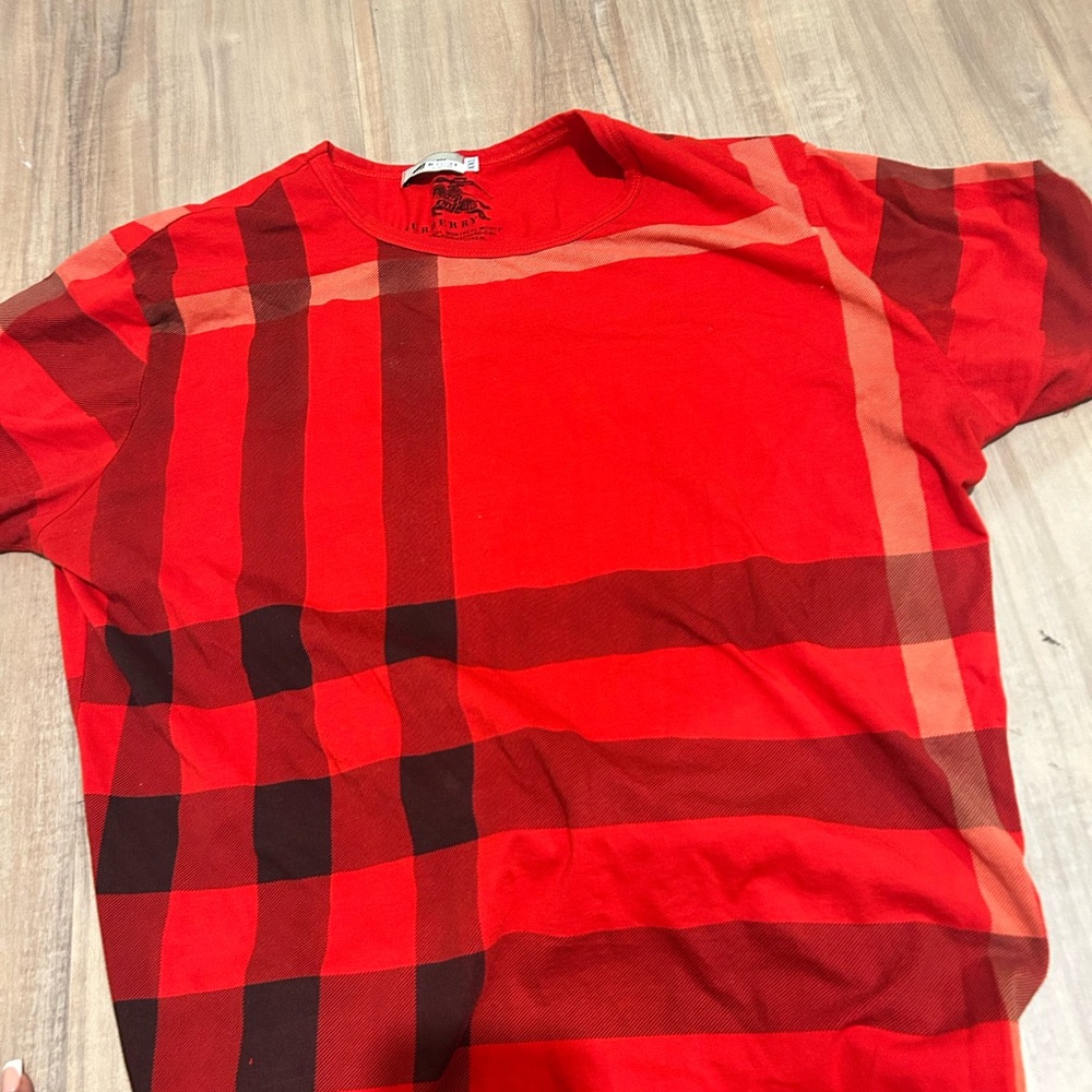 Burberry Red and Black Short Sleeve Tee